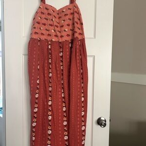 Sonoma Rust Orange Floral Maxi Dress